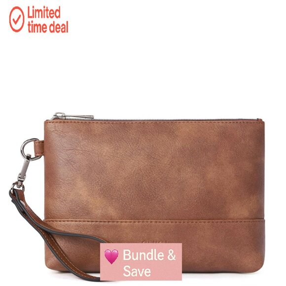 Large Capacity Leather Wristlet Wallet Clutch Purse Phone Organizer Travel - Picture 1 of 8